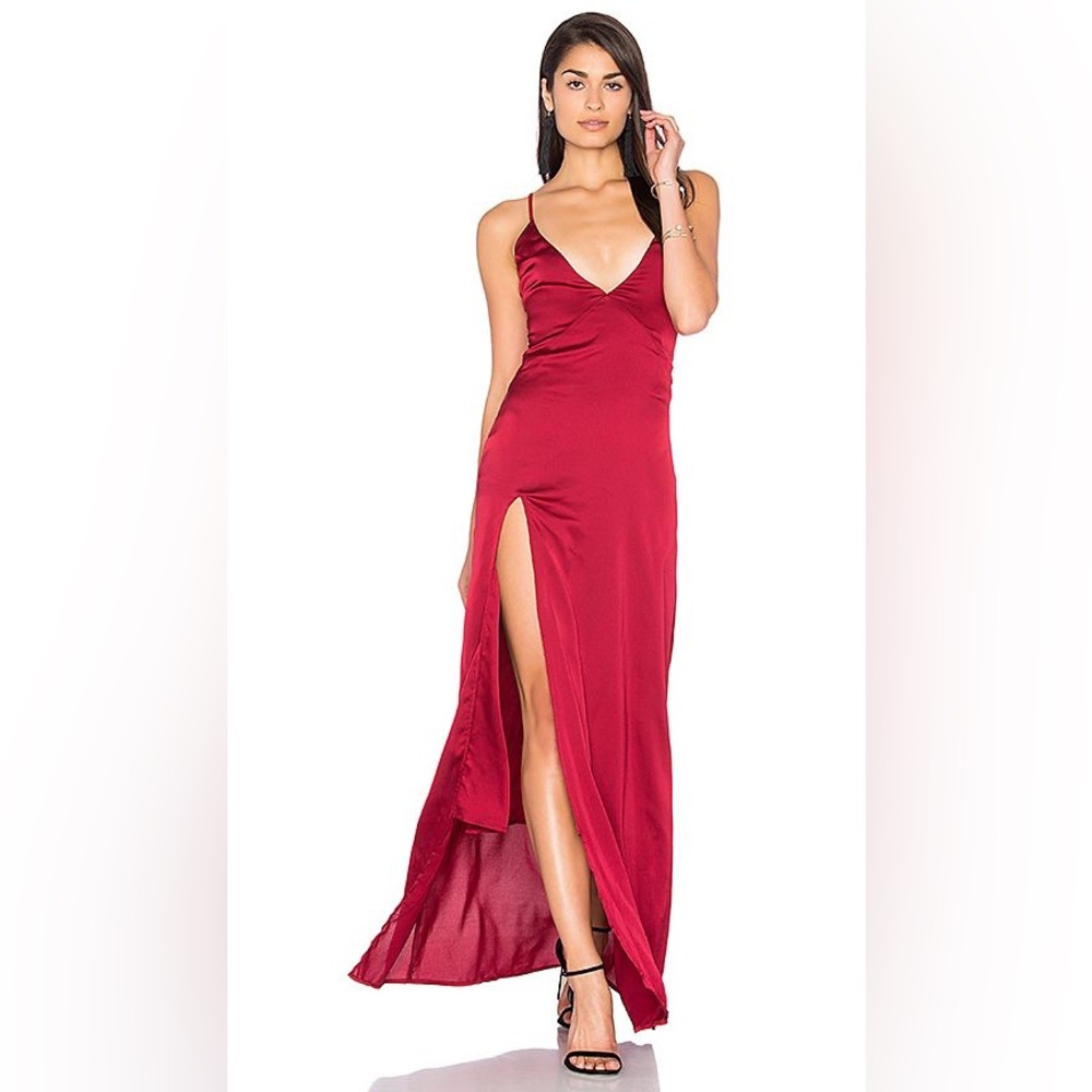 Revolve Lioness Red Satin Maxi Dress Size XS